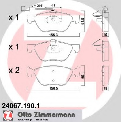 ZIMMERMANN ALFA ROMEO 156 ZAPATAS PARTE DELANTERA 24067.190.1  