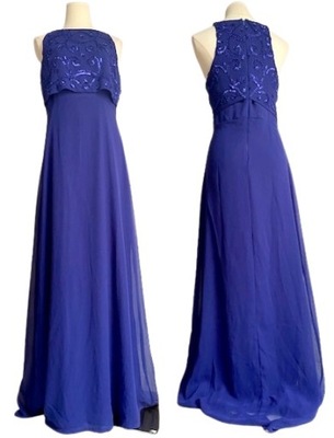 ANGELEYE sukienka maxi cekinowa kobaltowa 40 L