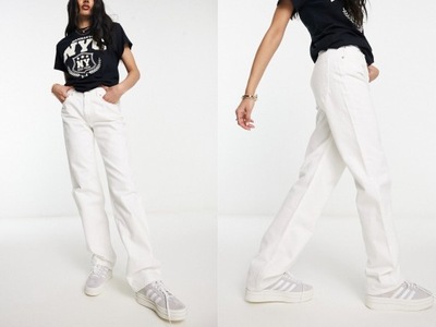 Pull&Bear Białe jeansy z prostymi nogawkami 34