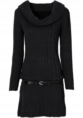 44/46 CZARNA DZIANINOWA SUKIENKA ojl