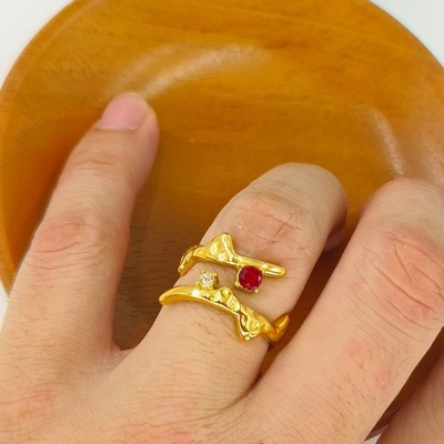 Romantyczna moda prosty nieregularny pierścionek ze stali nierdzewnej otwar