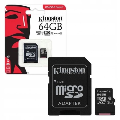Kingston KARTA PAMIĘCI 64GB MICRO SD C10 ADAPTER