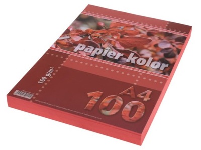 Papier ksero A4 160g czerwony 100ark KRESKA