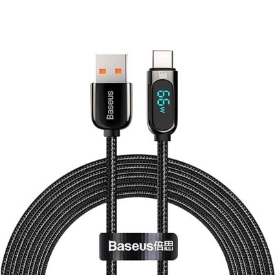Kabel Przewód USB do USB-C Baseus Display, 66W, 1m (czarny)