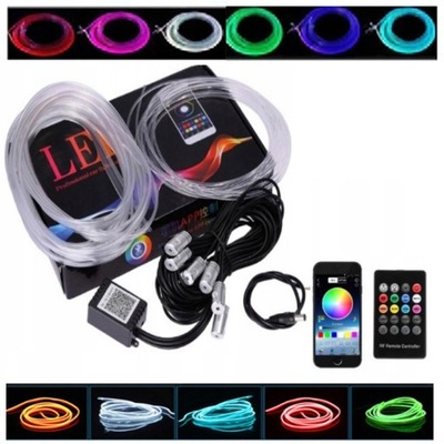 6X CABLE DE FIBRA ÓPTICA WIRE DIODO LUMINOSO LED RGB AMBIENT LUCON FARO CON APP CONTROL REMOTO JUEGO 8M  