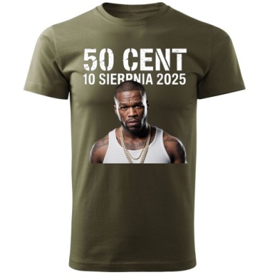 KOSZULKA 50 CENT MĘSKA KONCERT WARSZAWA 2025 RAP TSHIRT Z NADRUKIEM - S