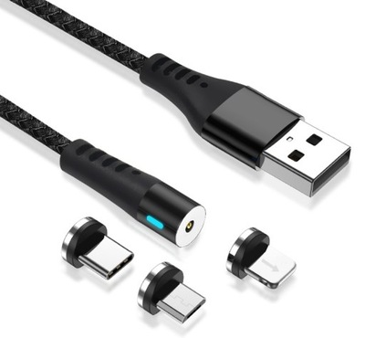 Kabel USB 3w1 Lightning Micro-USB USB-C 1m Oplot