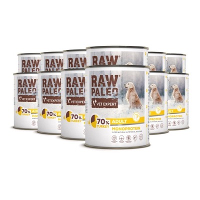 Mokra karma dla psów dorosłych indyk Raw Paleo 12 x puszka 800g