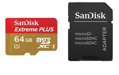 Karta SanDisk Extreme Plus 64 GB U1 + Adapter SD