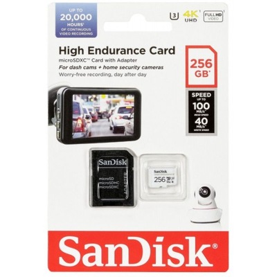 Karta pamięci SanDisk High Endurance microSDXC 256 GB V30 do kamer kamerki