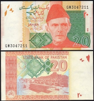 $ Pakistan 20 RUPEES P-55i UNC 2015