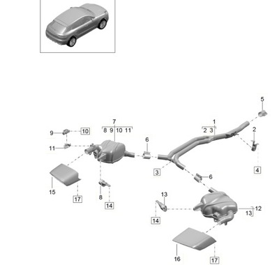 Глушители конечные левая porsche macan 2.0 r4 95b253601hy фото №1