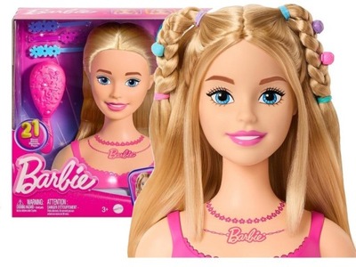 LALKA BARBIE GŁOWA DO STYLIZACJI + 20 akcesoriów do stylizacji włosów HMD88