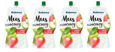 Mus jabłko truskawka Bakoma 800 g prosty skład