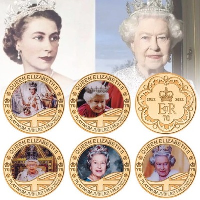 Pozłacana Moneta Pamiątkowa Królowa Elżbieta II