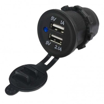 GNIZDO OKRĄGŁE PODWÓJNE USB ŁADOWARKA 2X USB 12V - JACHT AUTO KAMPER