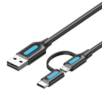 Przewód USB 2w1 USB 2.0 do USB-C/Micro-B USB Vention CQDBF, 1m (czarny)