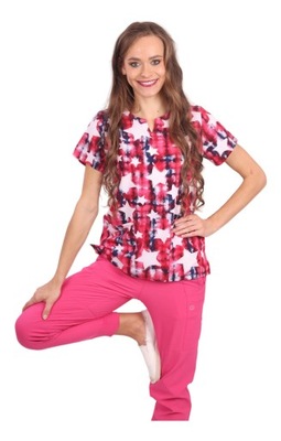 Scrubs Bluza medyczna soft stretch łezka BBT Gwiazdki Rozmiar: 3XL