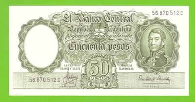 ARGENTYNA 50 PESOS 1955/1968 P-271(10) PRAWIE UNC