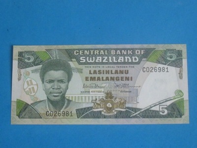 Swaziland Banknot 5 Emalangeni C 1987 UNC P-14a