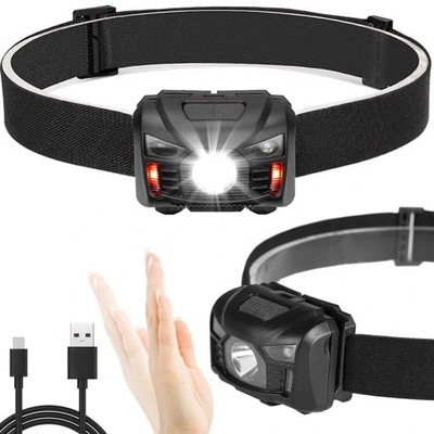 LATARKA CZOŁOWA CZUJNIKI RUCHU AKUMULATOR USB LED