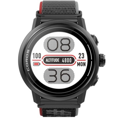 Czarny Coros APEX 2 GPS Outdoor Watch Black WAPX2-BLK