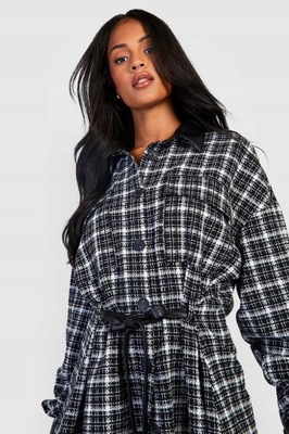 Boohoo kpg kołnierzyk koszula oversize wiązanie kontrast 46 NG2