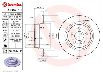 ДИСКИ ТОРМОЗНЫЕ ТОРМОЗНЫЕ ЗАД BREMBO 08.9584.11 08958411