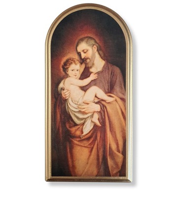 Obraz na desce - św. Józef z Dzieciątkiem (30,5 x 15 cm)