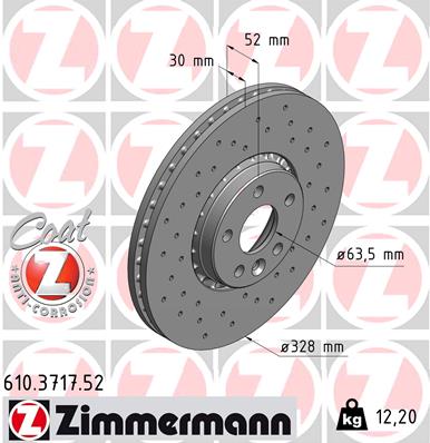 ZIMMERMANN 610.3717.52 ДИСК ТОРМОЗНОЙ