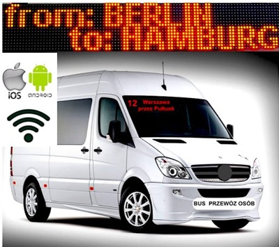 Profesjonalna tablica led do busa,WI FI, Android,iOs, wyświetlacz led 16x96