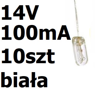 Żarówka miniaturowa biała 4x10mm 14V 100mA 10szt