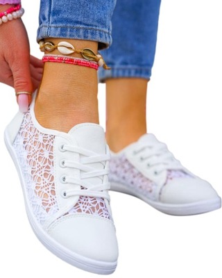 Białe Koronkowe Trampki Tenisówki Na Lato Salma 38
