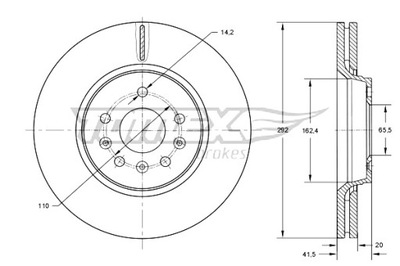 TOMEX BRAKES DISCOS DE FRENADO 2 PIEZAS OPEL VECTRA C 02-08 PARTE TRASERA WEN.  