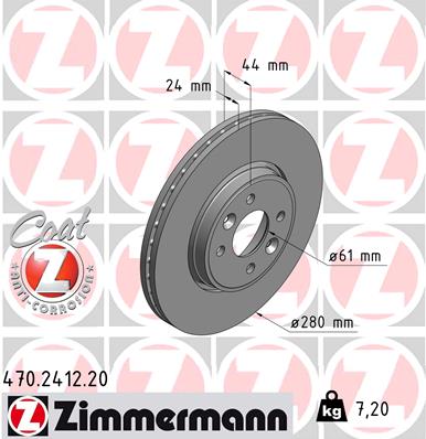 ZIMMERMANN 470.2412.20 ДИСК ТОРМОЗНОЙ