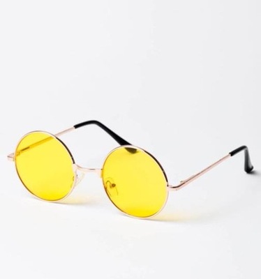 SUPER Okulary lenonki Żółte 16201ŻBZ hipisa lata 70-te dzieci kwiaty