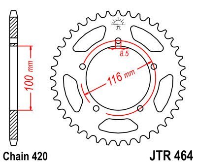 ENGRANAJE PARTE TRASERA JT 44-ZEBY KAWASAKI KX 60 1993-1999  