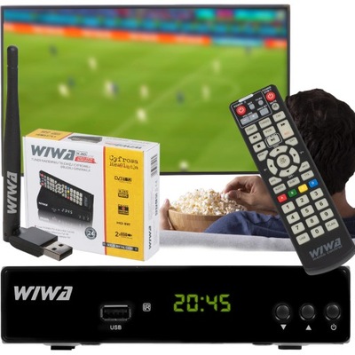 TUNER DEKODER TV NAZIEMNEJ HD DVB-T2 HEVC HDMI + ANTENA WIFI PILOT ZESTAW
