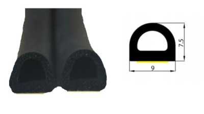 USZCZELKA GUMOWA SAMOPRZYLEPNA Z KLEJEM D 9X7,5mm