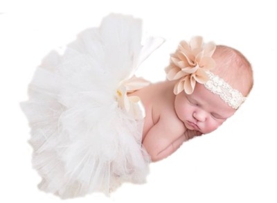 Urocze ubranko na sesję zdjęciową strój dla dziewczynki noworodka białe