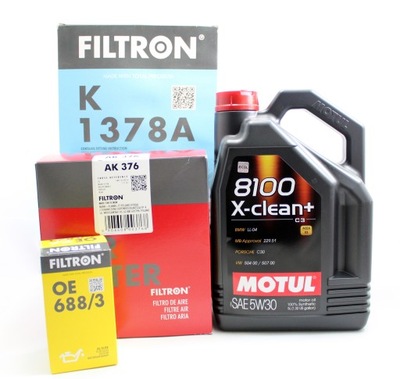 КОМПЛЕКТ ФІЛЬТРІВ FILTRON OE 688/3 AK 376 K1378A + МАСЛО MOTUL X-CLEAN+ 5W30 5L