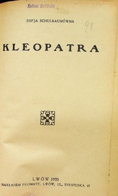 Zofja Schulbaumówna - Kleopatra 1935 r.