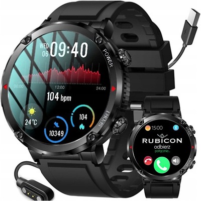 Smartwatch Zegarek Męski Rozmowy Polskie Menu Ciśnienie Kroki SMS 600 mAh