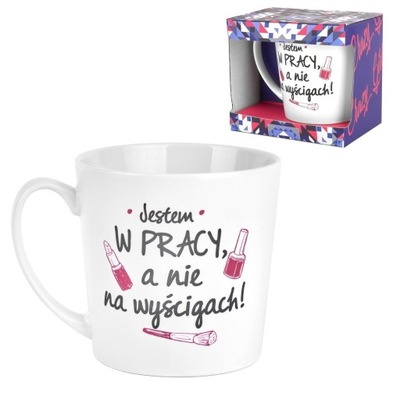 Kubek porcelana Crazy girl jestem w pracy 480 ml