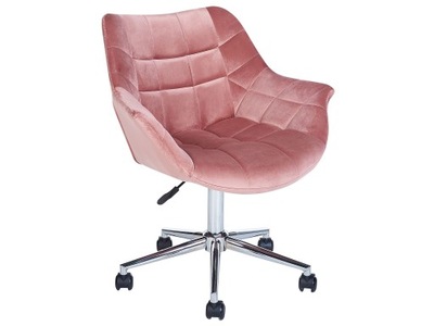 Fotel biurowy obrotowy welur różowy