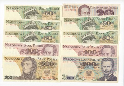 2. Zestaw banknotów PRL, 10 szt.