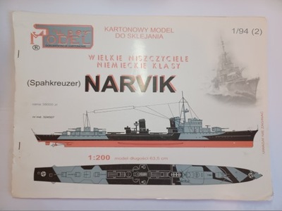 Niemiecki wielki niszczyciel klasy Narvik Skala: 1:200 Super Model 1/1994