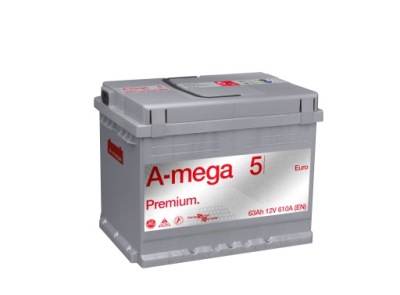 Акумулятор amega premium m5 12v 63ah 610a фото №1