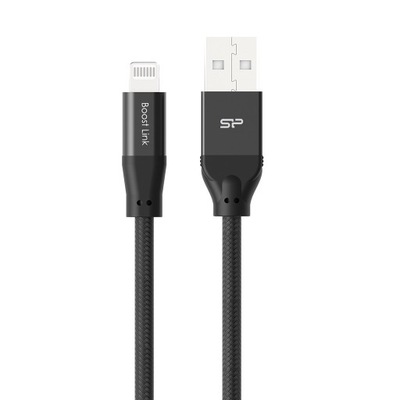 Kabel USB - Lightning Silicon Power LK35AL 1M Mfi Nylon oplot Black