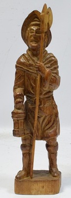 Stara drewniana rzeźba stróż nocny Figurka wys40cm